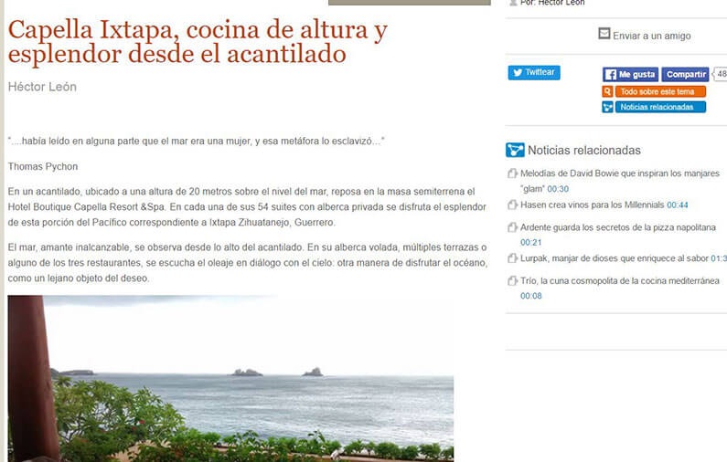 Capella Ixtapa, cocina de altura y esplendor desde el acantilado