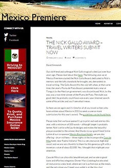 THE NICK GALLO AWARD – TRAVEL WRITERS SUBMIT NOW