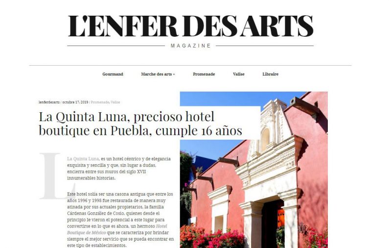 La Quinta Luna, precioso hotel boutique en Puebla, cumple 16 años