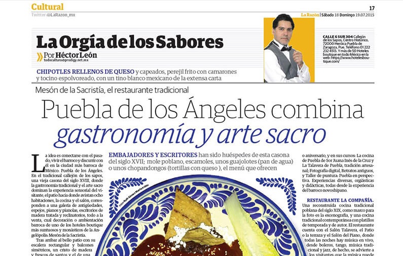 Puebla de los Ángeles combina gastromía y arte sacro